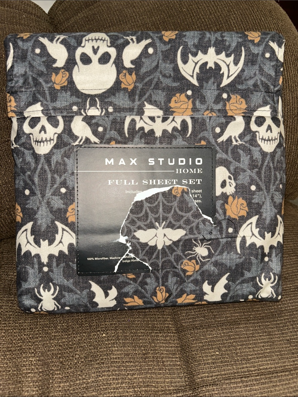 Max Studio Halloween Full Sheet Set in Gray, Cream, Brown Accents